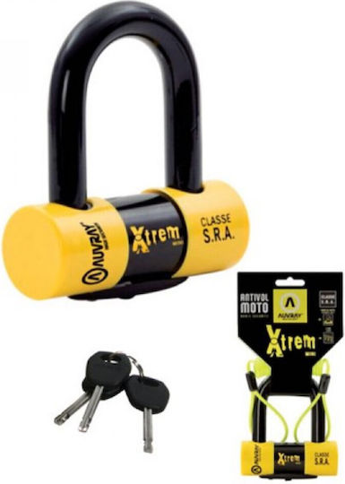 Auvray U Xtrem Mini Motorcycle Shackle Lock in Yellow
