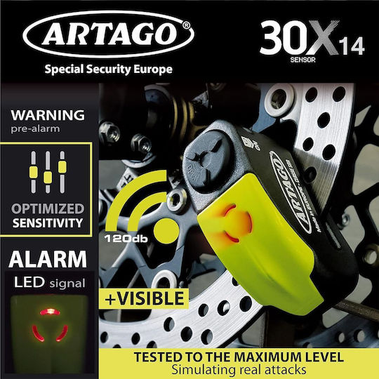 Artago Motorcycle Disc Brake Lock with Alarm