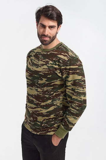 Army Race Long Sleeve Greek Camouflage Sweatshirt Khaki