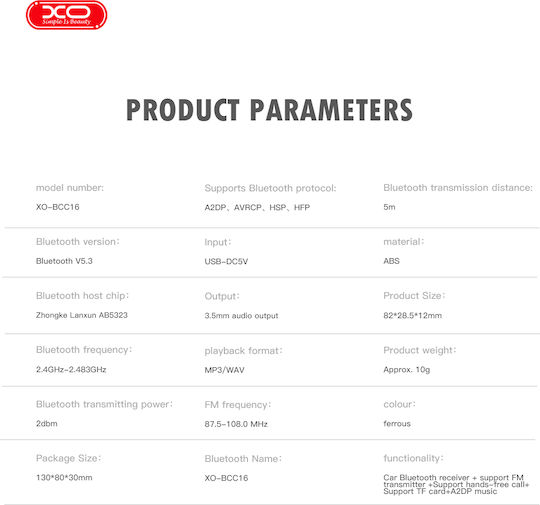 XO FM Car Transmitter with Bluetooth