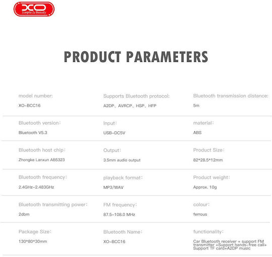 XO FM Car Transmitter with Bluetooth