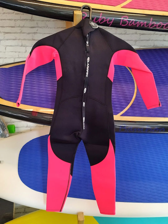 Aropec V20 Kids Full Body Wetsuit with Zip Black / Fuchsia 2mm