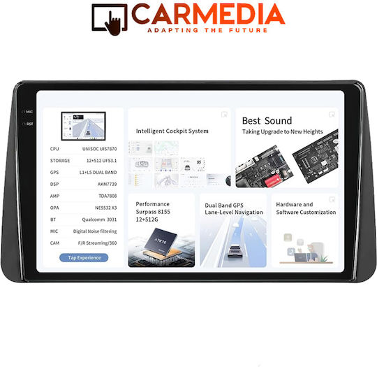 Carmedia Οθόνη Αφής 13.3" Multimedia για Προσκέφαλο Αυτοκινήτου με Bluetooth