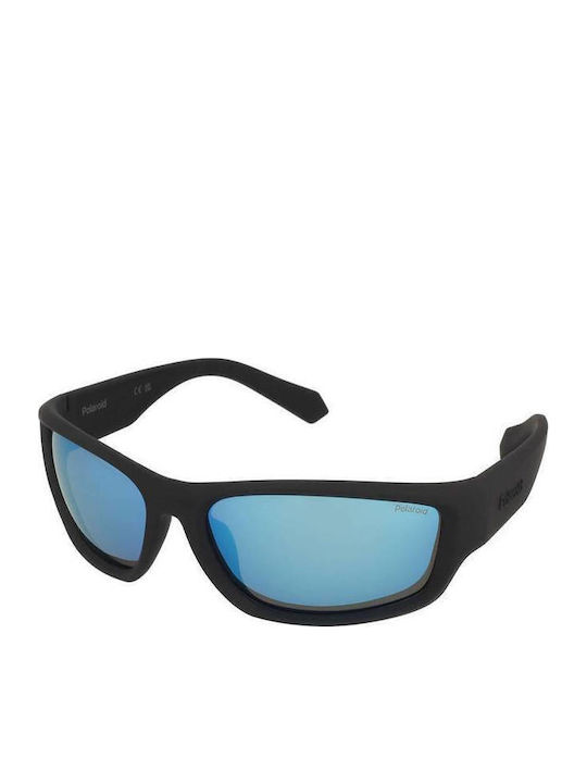 Polaroid Ochelari De Soare Pentru Bărbați Cu Ramă Neagră Din Plastic Și Lentilă Cu Oglindă Albastră PLD2166/S 0VK/5X