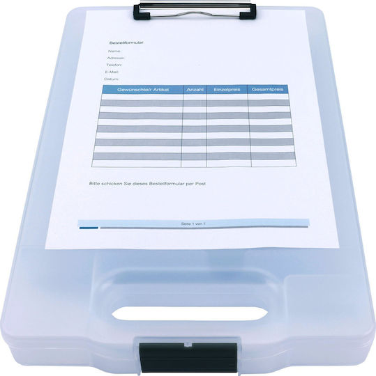 Genie Clipboard with Clamp for Paper A4 Transparent 1pcs