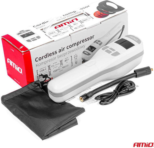 AMiO Τρόμπα Αυτοκινήτου 150PSI Επαναφορτιζόμενη με Μπαταρία 12V