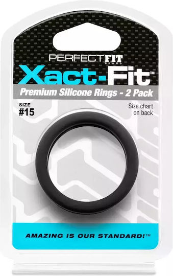 Perfect Fit Brand Xact-Fit Cock Ring Schwanz Silikon Schwarz 2Stück