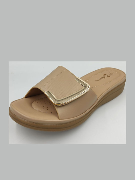 Women's Flat Sandals Anatomic in Beige Color