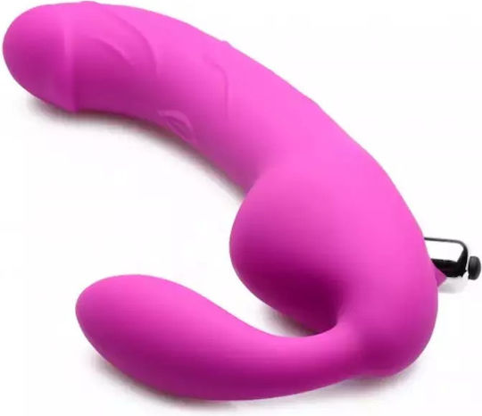 XR Strap U Royal Rider Strap On Vibrator με Διπλό Dildo 20cm και Δόνηση σε Μωβ Χρώμα
