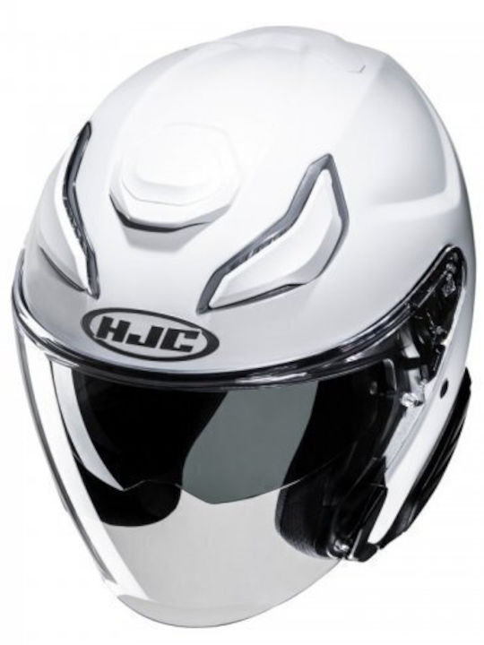 HJC F31 Pearl White Motorcycle Helmet Jet ECE 22.06 with Sunvisor
