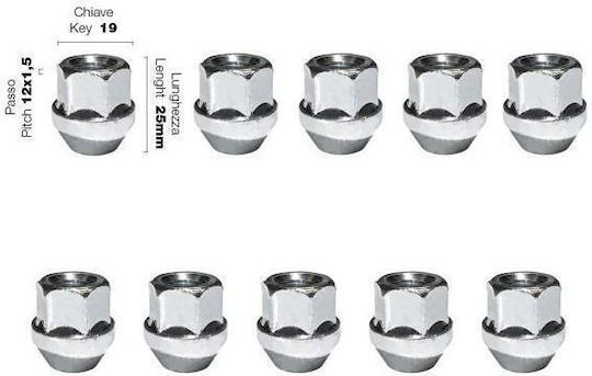 Simoni Racing Παξιμάδια Κωνικά 12x1.50/25mm/19 10τμx 10τμχ