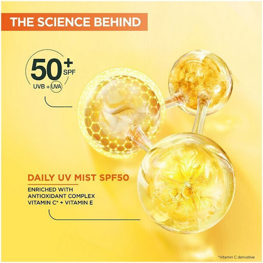 Garnier Vitamin C Brightening Over Make-Up Αντηλιακό Mist Προσώπου SPF50+ 75ml