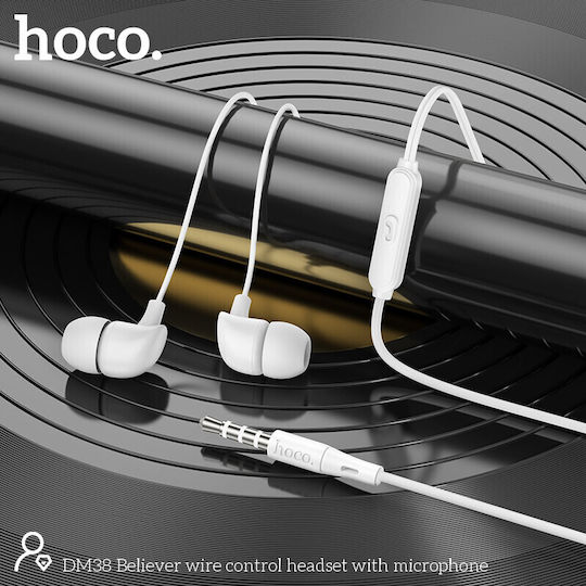 Hoco DM38 În ureche Handsfree cu două căști cu mufă 3.5mm Alb