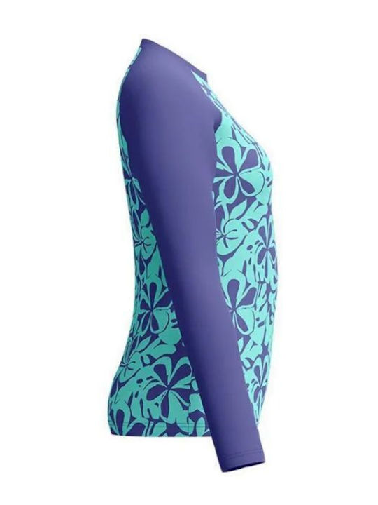Speedo Printed UPF 40+ Γυναικεία Μακρυμάνικη Αντηλιακή Μπλούζα Μπλε