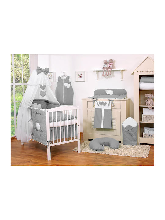 Bobono Κουνουπιέρα Κούνιας από Τούλι Γκρι Hanging Hearts Anthracite