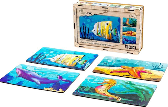 Puzzleok Ξύλινα Παζλ 4 1 Θαλάσσια Ζώα Νερό Παζλ Σετ