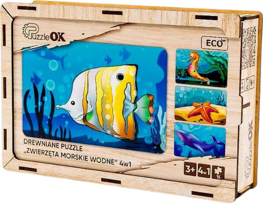 Puzzleok Ξύλινα Παζλ 4 1 Θαλάσσια Ζώα Νερό Παζλ Σετ