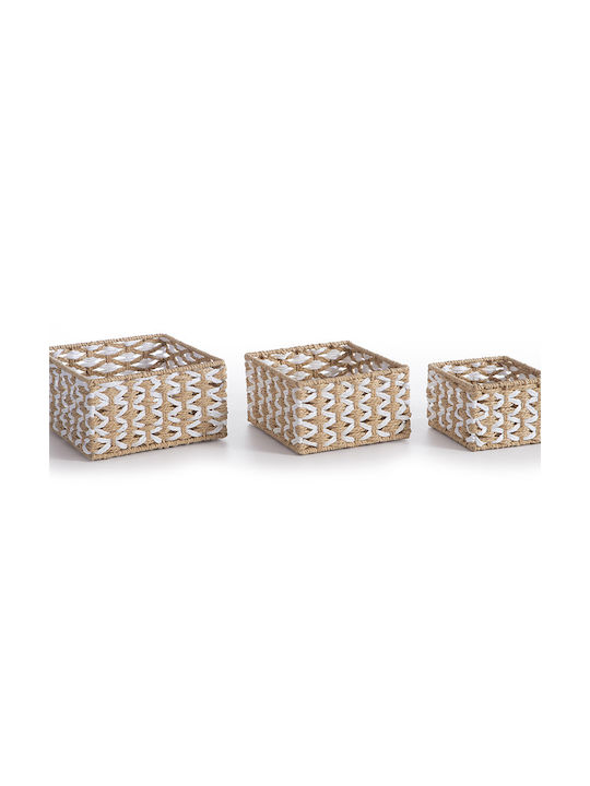 Nef-Nef Homeware Vinci Καλάθι Αποθήκευσης Ψάθινο Μπεζ 20x20x11cm
