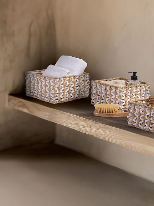 Nef-Nef Homeware Vinci Καλάθι Αποθήκευσης Ψάθινο Μπεζ 20x20x11cm