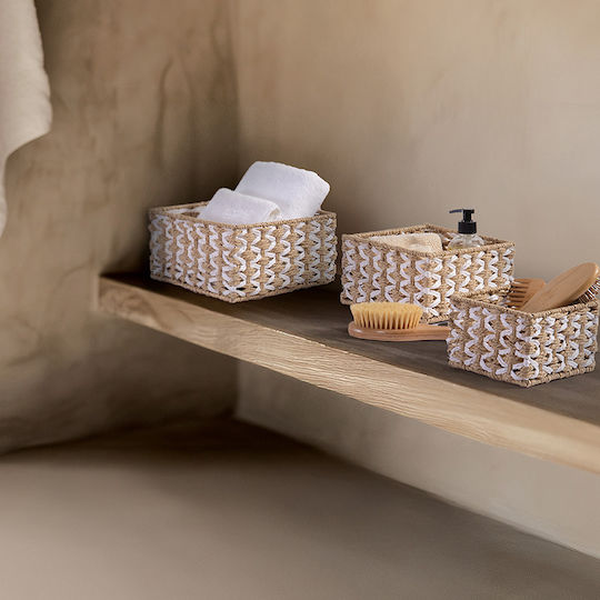 Nef-Nef Homeware Vinci Καλάθι Αποθήκευσης Ψάθινο Μπεζ 23x23x12cm