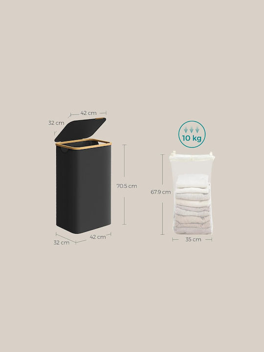 Songmics Coș De Rufe Din Țesătură 90lt Cu Capac Negru