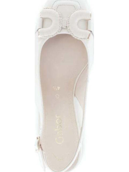Lederne Damen Ballerinas mit Riemen in Beige Farbe