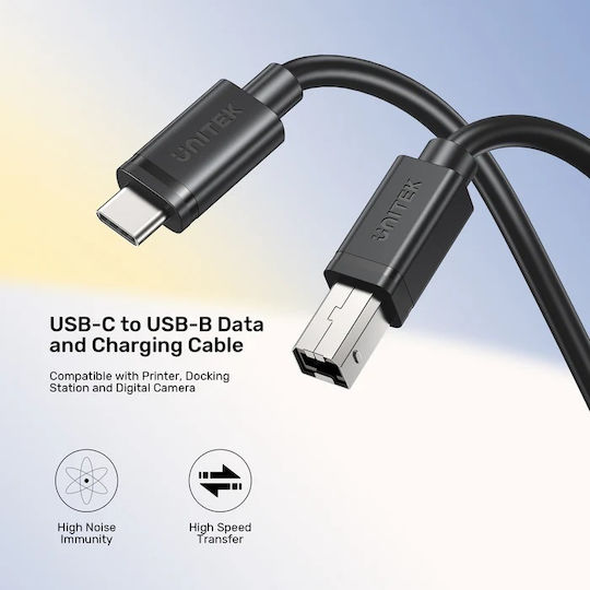 Unitek USB 2.0 Cable USB-C male - USB-B Μαύρο 3m C14140ABK-3M