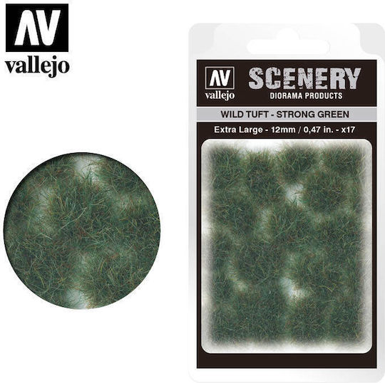 Acrylicos Vallejo Завод Макет Extra Large Scenery - Wild Tuft – Strong Green 12ммx12бр 17бр