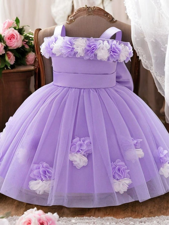Kinderkleid Ärmellos Blumen Lilac