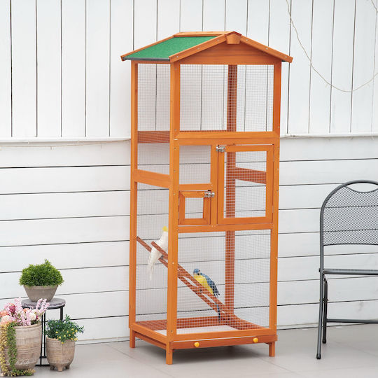 HomCom Дървена Клетка За Птици 68x63x165 См 68x63x165см
