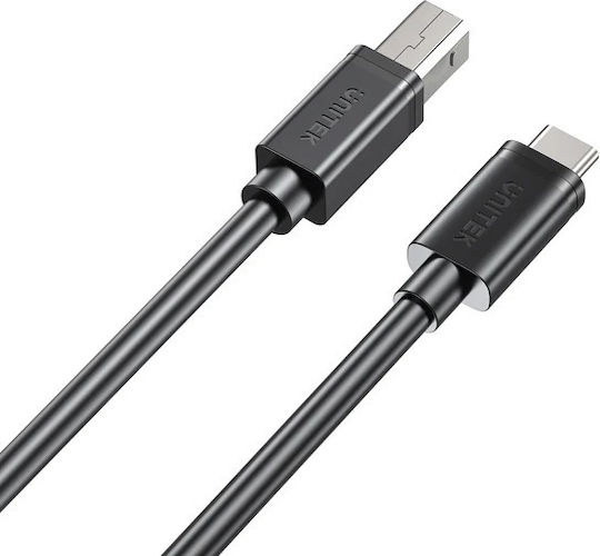 Unitek USB 2.0 Cable USB-C male - USB-B Black 2m (C14140ABK-2M)