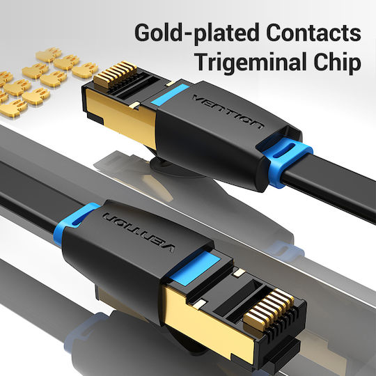 Vention Flat S/FTP Cat.8 (40Gbps) Καλώδιο Δικτύου Ethernet 0.5m Μαύρο