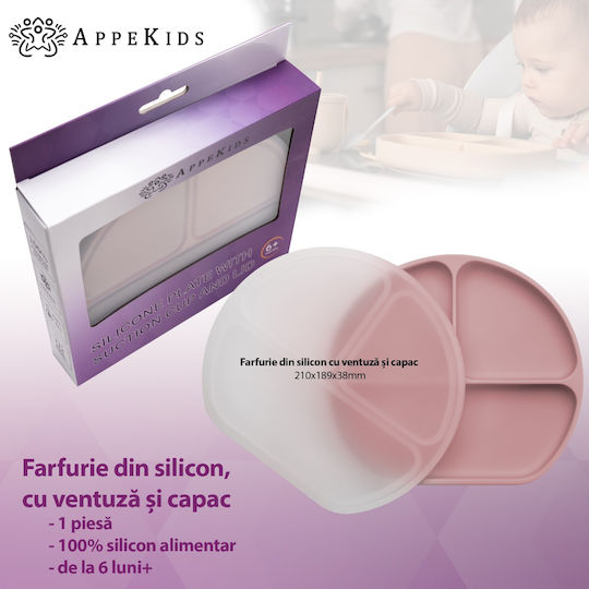 AppeKids Παιδικό Πιάτο Φαγητού από Σιλικόνη Ροζ