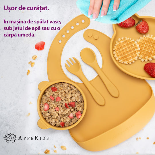 AppeKids Set Essgeschirr aus Silikon Beige 6Stück