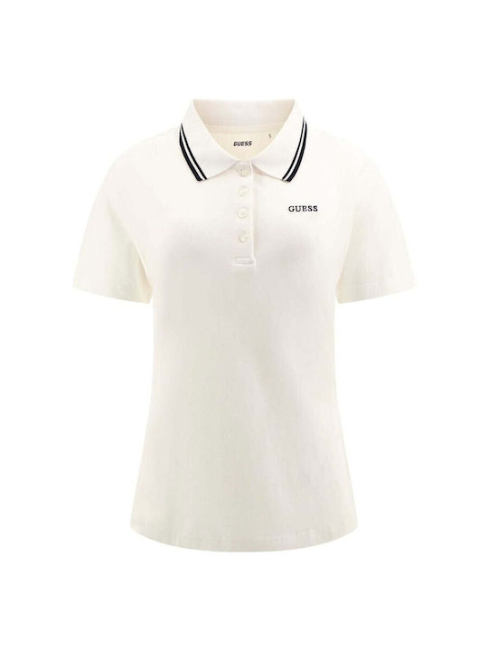 Damen Polo Bluse Kurzärmelig Weiß