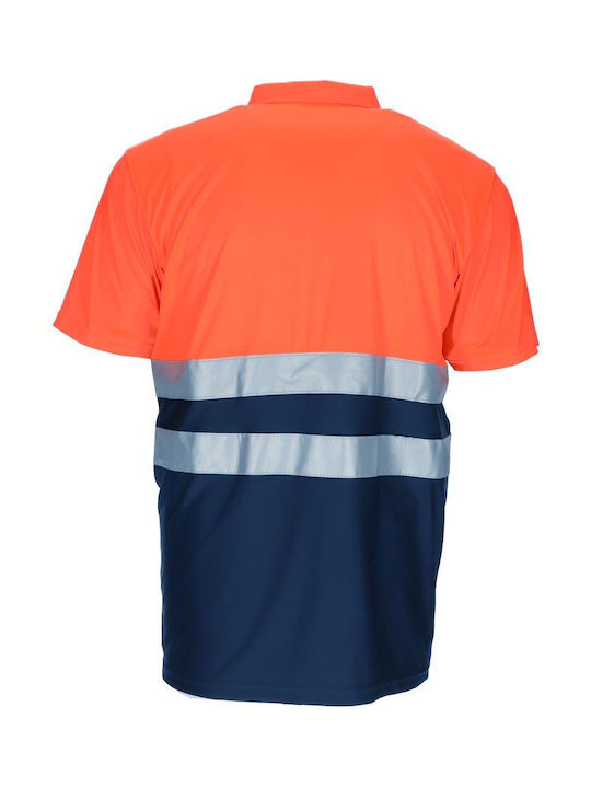 Hi-vis Short Sleeve Polo Shirt Build Valento Povabuiaz Fluo Yellow-Bluish Blue