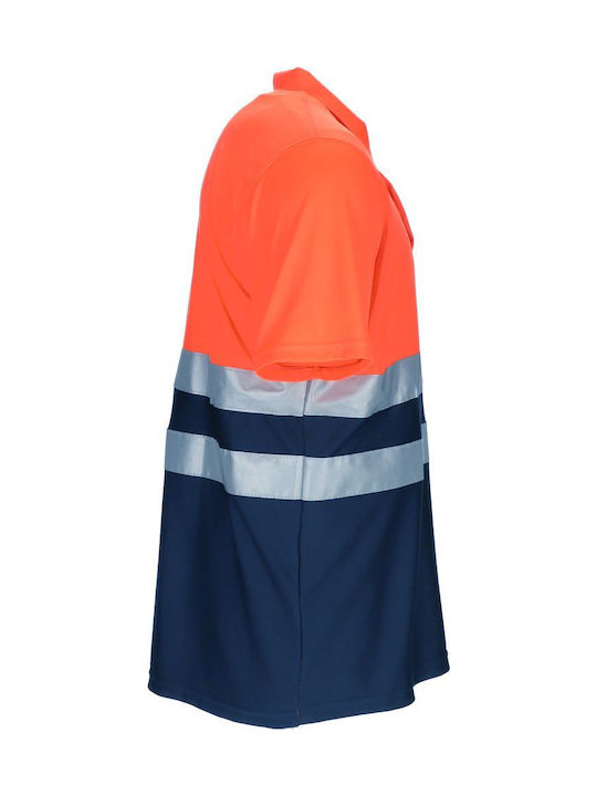 Hi-vis Short Sleeve Polo Shirt Build Valento Povabuiaz Fluo Yellow-Bluish Blue