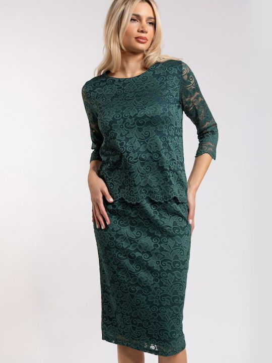 Damen Bluse mit Spitze Green