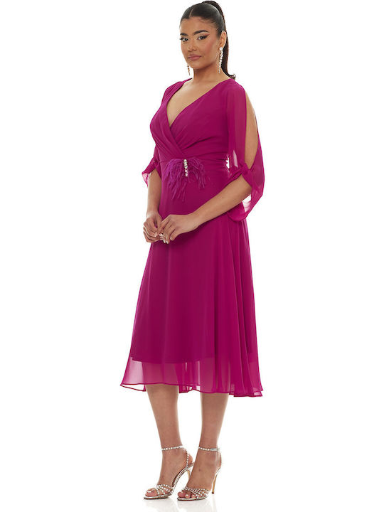 Sommer Midi Kleid für Hochzeit / Taufe Fuchsie