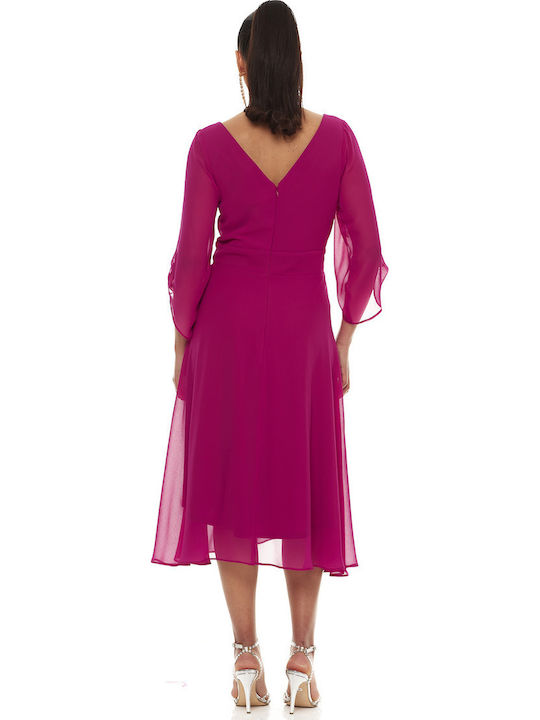 Sommer Midi Kleid für Hochzeit / Taufe Fuchsie