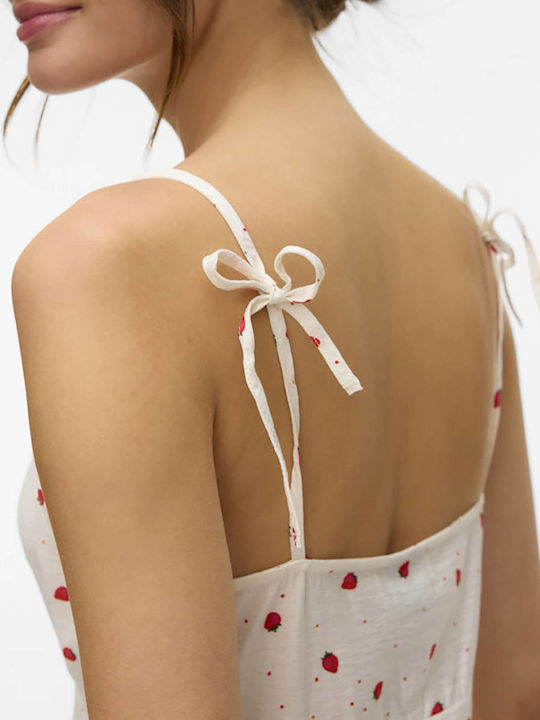 Καλοκαιρινό Mini Φόρεμα Snow White, Strawberry, White