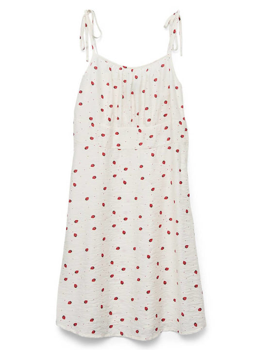 Καλοκαιρινό Mini Φόρεμα Snow White, Strawberry, White
