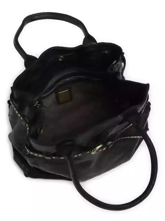 Leder Damentasche Schultertasche Schwarz