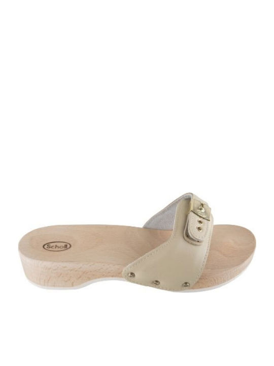 Scholl Pescura Δερμάτινα Ανατομικά Σανδάλια Εκρού