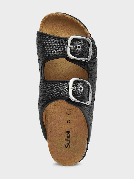 Scholl Noelle Δερμάτινα Σανδάλια Μαύρα