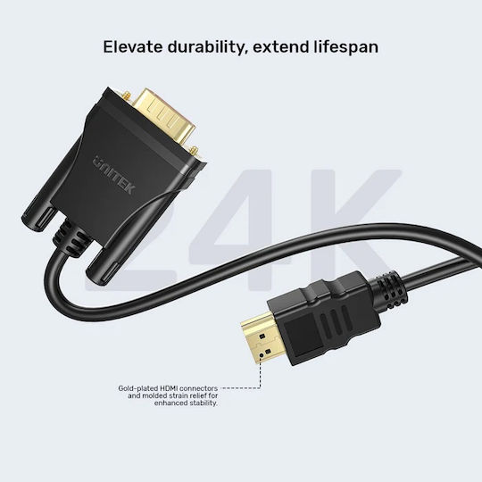 Unitek HDMI Cable Male - VGA Male 2m Black