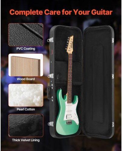 Vevor Waterproof Suitcase Electric Guitar Padded Black