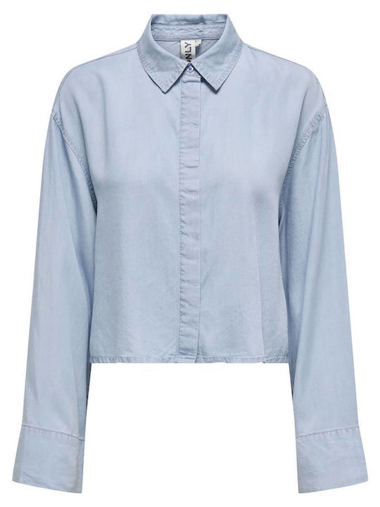 Μακρυμάνικο Γυναικείο Τζιν Πουκάμισο Light Blue Denim