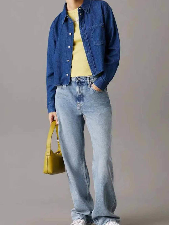 Mânecă lungă Femei Denim Cămașă Denim Medium
