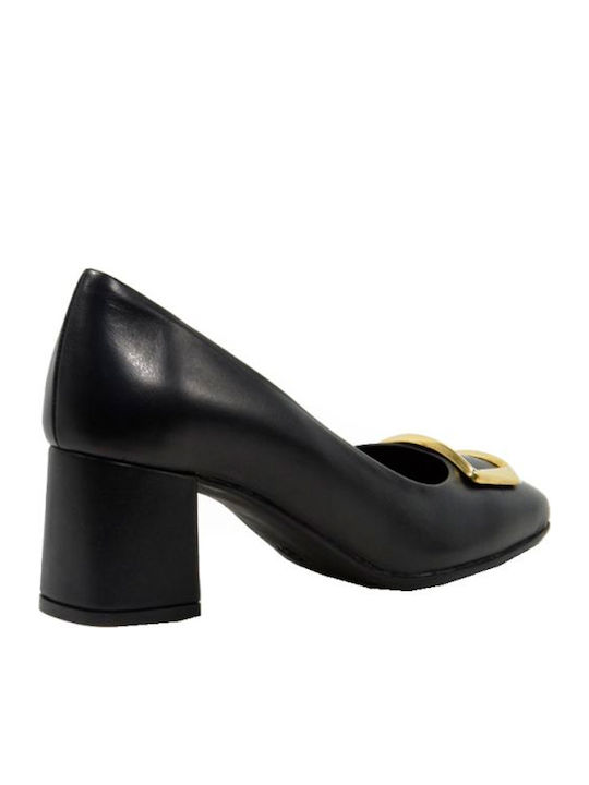 Leather Black Medium Heels